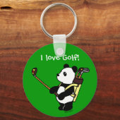 Gepersonaliseerde Kawaii Panda Golfer Sleutelhanger (Voorkant)