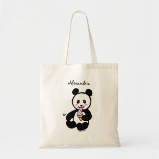 Gepersonaliseerde Kawaii Panda Ice Cream Cartoon Tote Bag