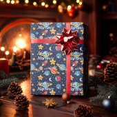 Gepersonaliseerde Kawaii Space Adventure Gift Wrap Cadeaupapier