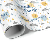 Gepersonaliseerde Kawaii Sun & Rain Gift Wrap voor Cadeaupapier (Rol Hoek)