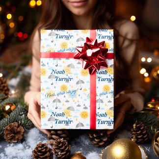 Gepersonaliseerde Kawaii Sun & Rain Gift Wrap voor Cadeaupapier