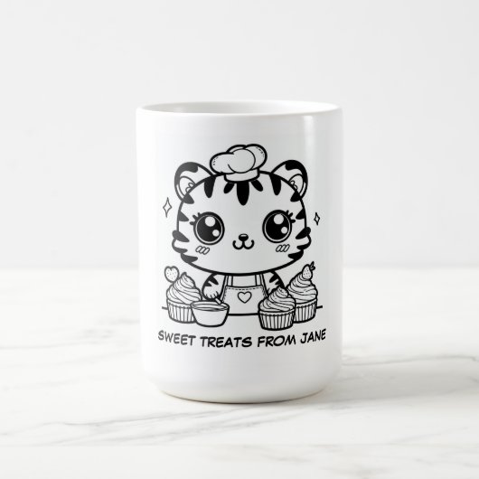Gepersonaliseerde Kawaii Tiger Baker Mok | Schatti (Center)