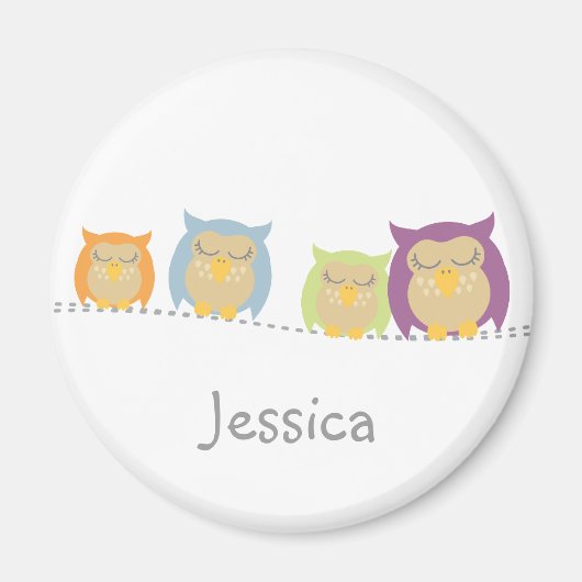 Gepersonaliseerde Kawaii Uilen Magneet (Voorkant)