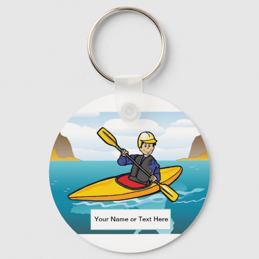 Gepersonaliseerde kayaking - Mannelijke Cartoon Sleutelhanger (Voorkant)