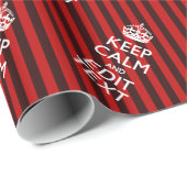 Gepersonaliseerde Keep Calm Jouw Tekst Rode Strepe Cadeaupapier (Rol Hoek)