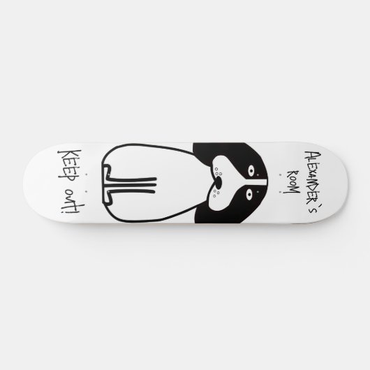 Gepersonaliseerde "Keep Out" Dog Room Sign Persoonlijk Skateboard (Horizontaal)