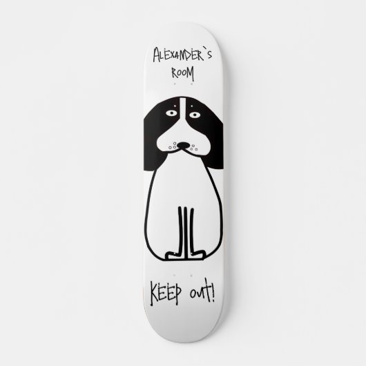 Gepersonaliseerde "Keep Out" Dog Room Sign Persoonlijk Skateboard (Voorkant)