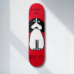 Gepersonaliseerde "Keep Out" Dog Room Sign Persoonlijk Skateboard<br><div class="desc">Voeg een speelse touch toe aan uw ruimte met dit aangepaste "Keep Out" Dog Room Sign Skateboard Deck. Perfect voor hondenliefhebbers en skateboarders, dit deck is voorzien van een leuke zwart-wit hondenillustratie op levendige achtergronden. De berichten "Alexander's Room" en "Keep Out!" verduidelijken wiens ruimte dit is, en voegen een leuke...</div>