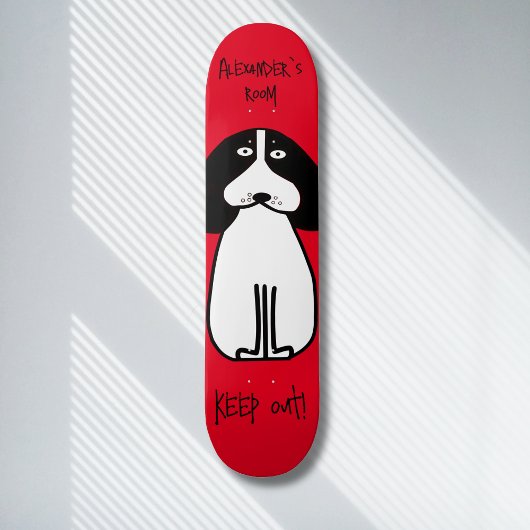 Gepersonaliseerde "Keep Out" Dog Room Sign Persoonlijk Skateboard