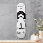 Gepersonaliseerde "Keep Out" Dog Room Sign Persoonlijk Skateboard<br><div class="desc">Voeg een speelse touch toe aan uw ruimte met dit aangepaste "Keep Out" Dog Room Sign Skateboard Deck. Perfect voor hondenliefhebbers en skateboarders, dit deck is voorzien van een leuke zwart-wit hondenillustratie op levendige achtergronden. De berichten "Alexander's Room" en "Keep Out!" verduidelijken wiens ruimte dit is, en voegen een leuke...</div>