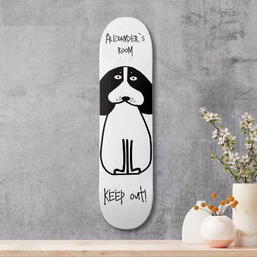 Gepersonaliseerde "Keep Out" Dog Room Sign Persoonlijk Skateboard