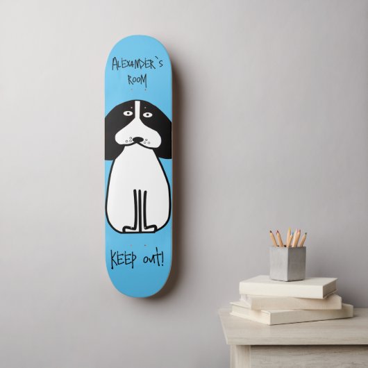 Gepersonaliseerde "Keep Out" Dog Room Sign Persoonlijk Skateboard (Muurkunst)