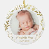 Gepersonaliseerde Keepsake Baby Kerstfoto Keramisch Ornament (Achterkant)
