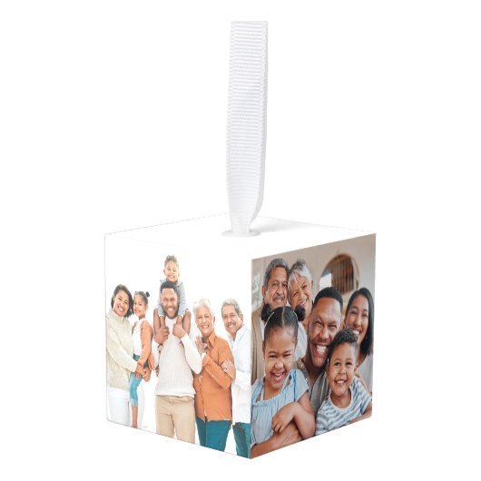 Gepersonaliseerde Keepsake Familiefoto Kerstmis Decoratie (Voorkant hoekig)