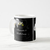 Gepersonaliseerde Keepsake zwart & wit Orchidee on Koffiemok (Voorkant links)