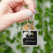 Gepersonaliseerde Keepsake zwart & wit Orchidee on Sleutelhanger (Hand)