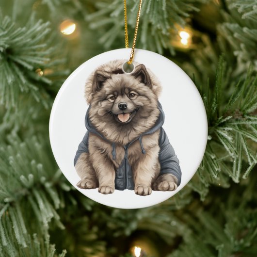 Gepersonaliseerde Keeshond hond Keramisch Ornament (Boom)