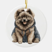 Gepersonaliseerde Keeshond hond Keramisch Ornament (Voorkant)