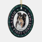 Gepersonaliseerde Keramische Cirkel Pet Xmas Tree  Keramisch Ornament (Rechts)