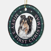 Gepersonaliseerde Keramische Cirkel Pet Xmas Tree  Keramisch Ornament (Links)