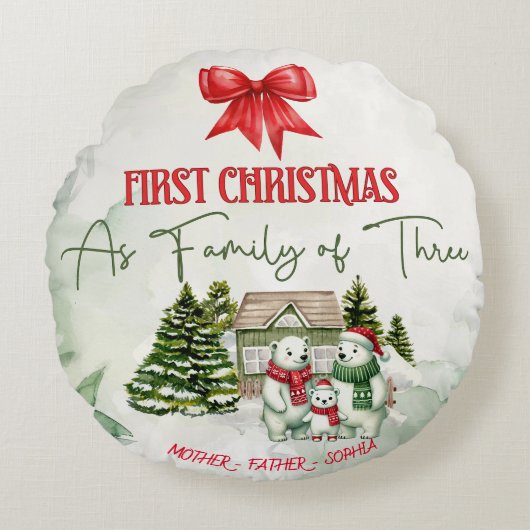 Gepersonaliseerde Keramische Kerst Ornament – Fami Rond Kussen (Voorkant)
