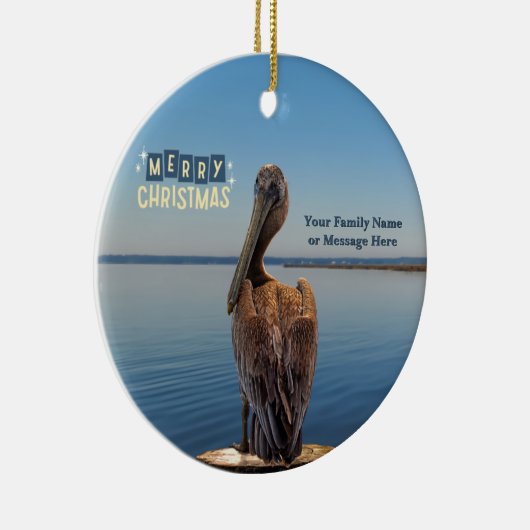Gepersonaliseerde Keramische Pelikaan Kerst Orname Keramisch Ornament (Rechts)