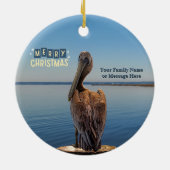 Gepersonaliseerde Keramische Pelikaan Kerst Orname Keramisch Ornament (Achterkant)