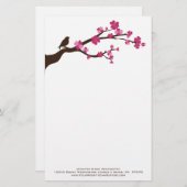 Gepersonaliseerde kersen bloesem-vogelbenodigdhede briefpapier (Voorkant / Achterkant)