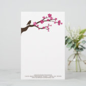 Gepersonaliseerde kersen bloesem-vogelbenodigdhede briefpapier (Staand voorkant)