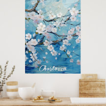 Gepersonaliseerde kersenbloesem blauw