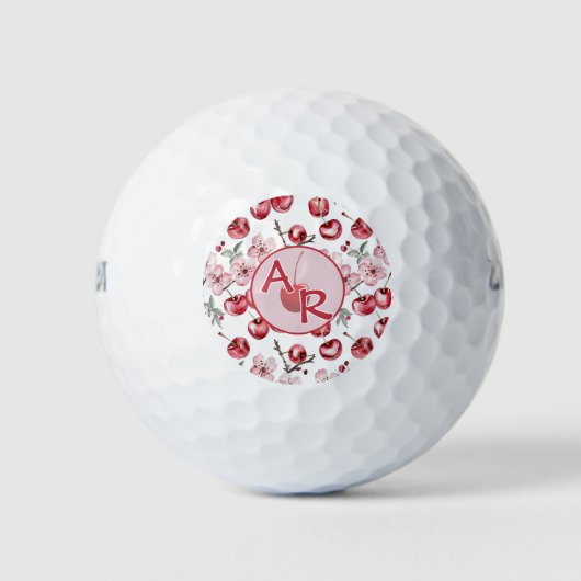 Gepersonaliseerde Kersenbloesem en Monogram Golfballen (Voorkant)