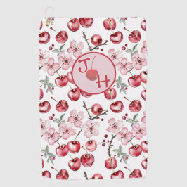 Gepersonaliseerde Kersenbloesem en Monogram Golfhanddoek