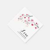 Gepersonaliseerde kersenbloesem waterverf bruiloft servet (Hoek)
