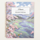 Gepersonaliseerde kersenbloesems Pastel Waterverf Planner (Voorkant)