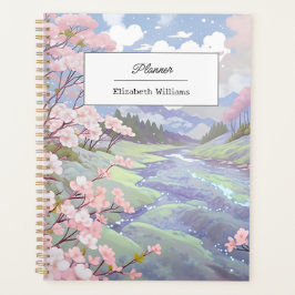 Gepersonaliseerde kersenbloesems Pastel Waterverf Planner