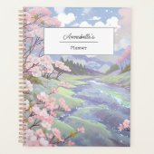 Gepersonaliseerde kersenbloesems Pastel Waterverf Planner (Voorkant)