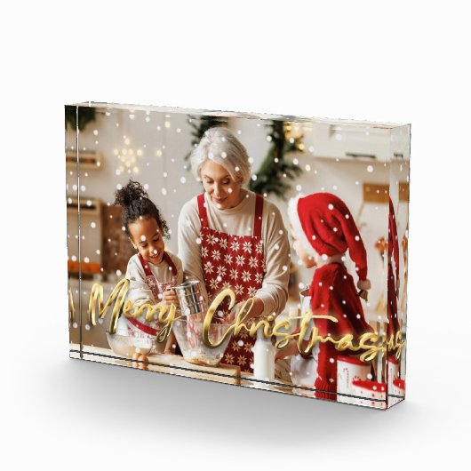 Gepersonaliseerde Kerst Acryl Fotoblok (Rechts)