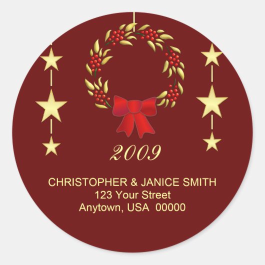 Gepersonaliseerde kerst Adresetiketten Ronde Sticker (Voorkant)