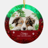 Gepersonaliseerde Kerst Australian Shepherd Keramisch Ornament (Voorkant)