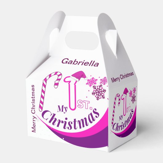 Gepersonaliseerde Kerst Baby "Mijn 1e Kerstmis" Bedankdoosjes (Achterkant)