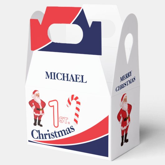 Gepersonaliseerde Kerst Baby "Mijn 1e Kerstmis" Bedankdoosjes (Geopend)