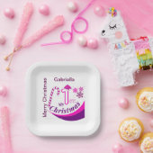 Gepersonaliseerde Kerst Baby "Mijn 1e Kerstmis" Papieren Bordje (Feest)