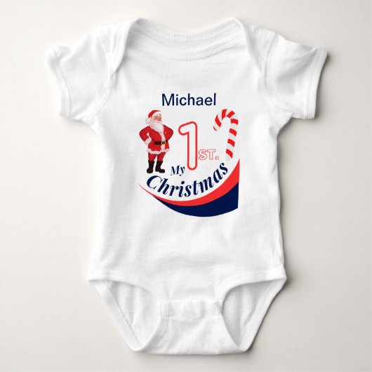 Gepersonaliseerde Kerst Baby "Mijn 1e Kerstmis" Romper (Voorkant)