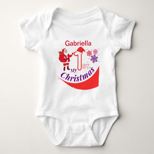 Gepersonaliseerde Kerst Baby "Mijn 1e Kerstmis" Romper (Voorkant)