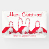 Gepersonaliseerde Kerst Banner Snoep Canes Snowbal (Horizontaal)