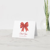 Gepersonaliseerde Kerst Bedankt Kaarten Red Bow (Voorkant)