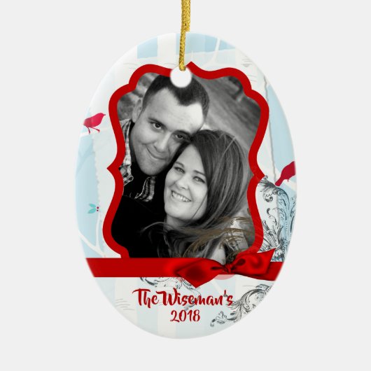 Gepersonaliseerde Kerst berkenboom FOTO Ornament (Voorkant)
