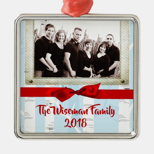 Gepersonaliseerde Kerst berkenboom FOTO Ornament (Voorkant)