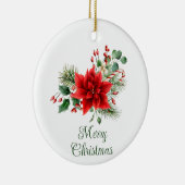 Gepersonaliseerde kerst bloemen keramisch ornament (Rechts)