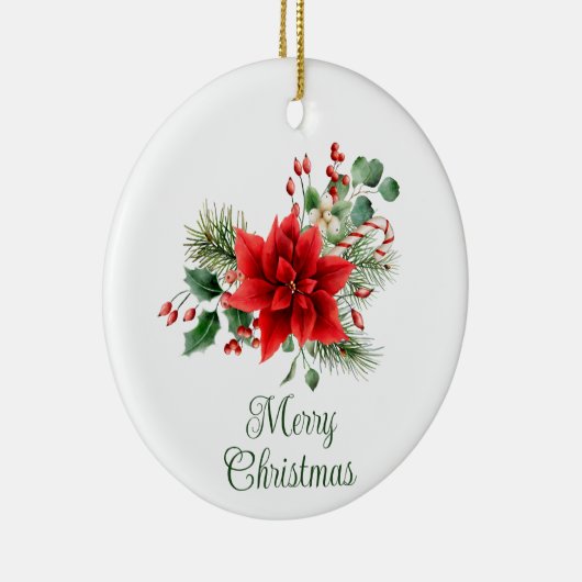 Gepersonaliseerde kerst bloemen keramisch ornament (Rechts)